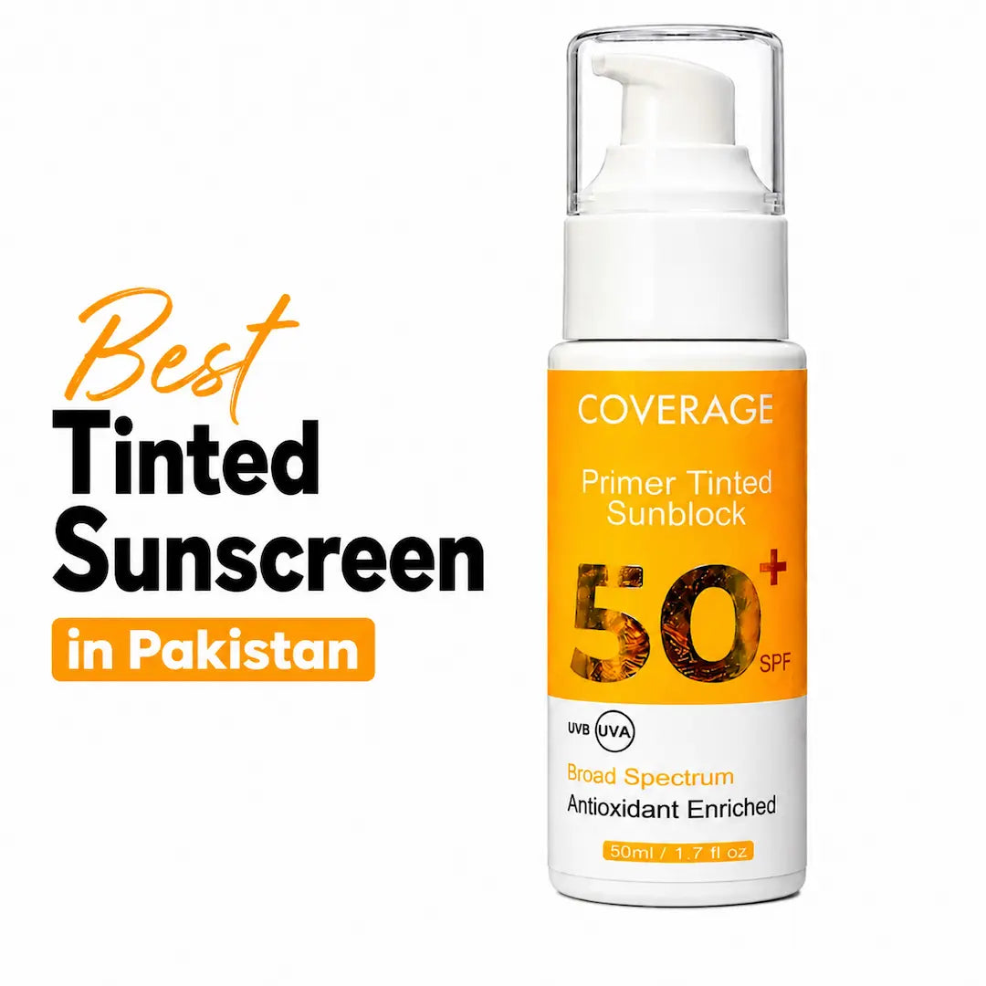 Best tinted sunscreen in Pakistan, COVERAGE Primer Tinted Sunblock SPF 50+