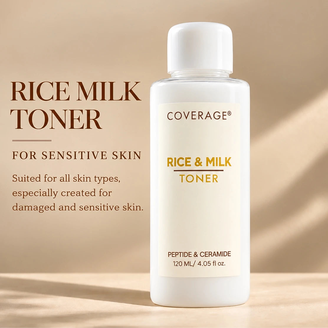 COVERAGE SKINCARE Rice & Milk Toner 120ml Pakistan - Korean formulated milky hydrating toner with fermented rice extract, ceramide and peptide for glass skin and barrier repair
