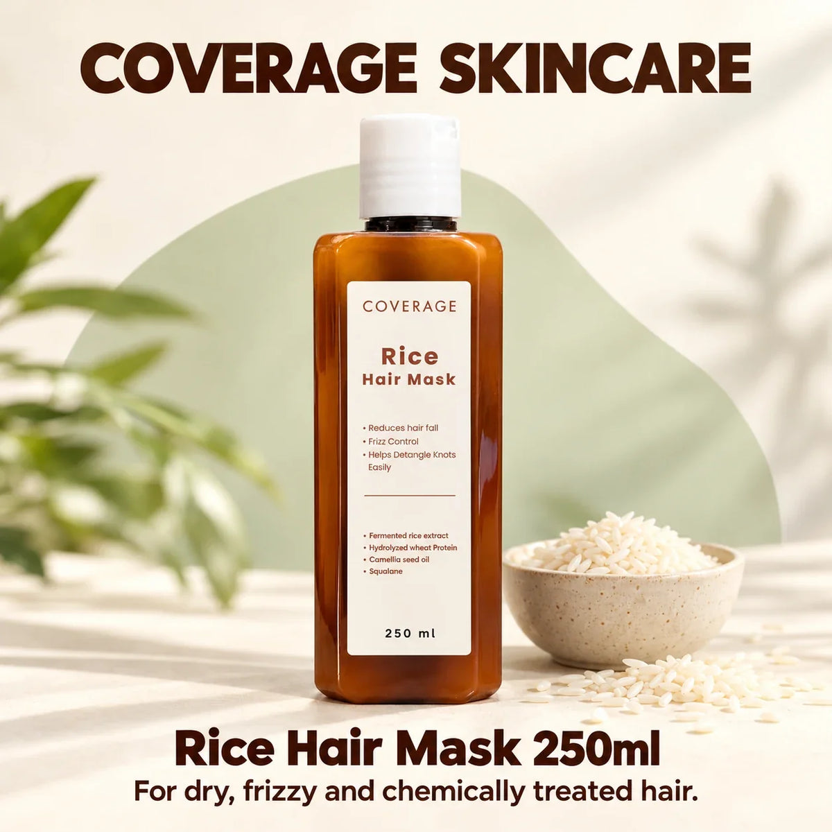 COVERAGE SKINCARE Rice Hair Mask 250ml for dry, frizzy and chemically treated hair in Pakistan