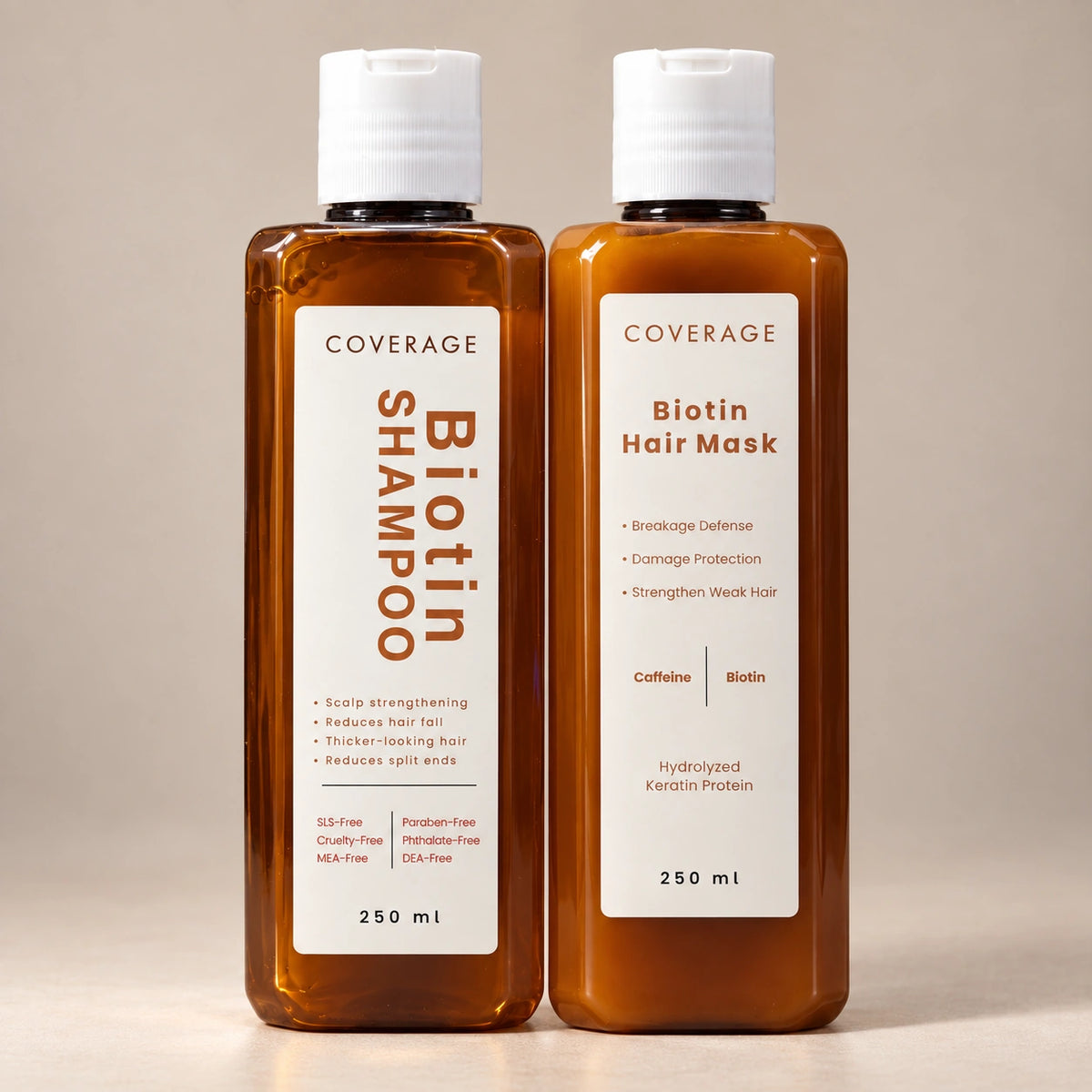 COVERAGE Hair Fall and Strength Duo Pakistan - Biotin Shampoo and Biotin Hair Mask for hair fall and weak hair