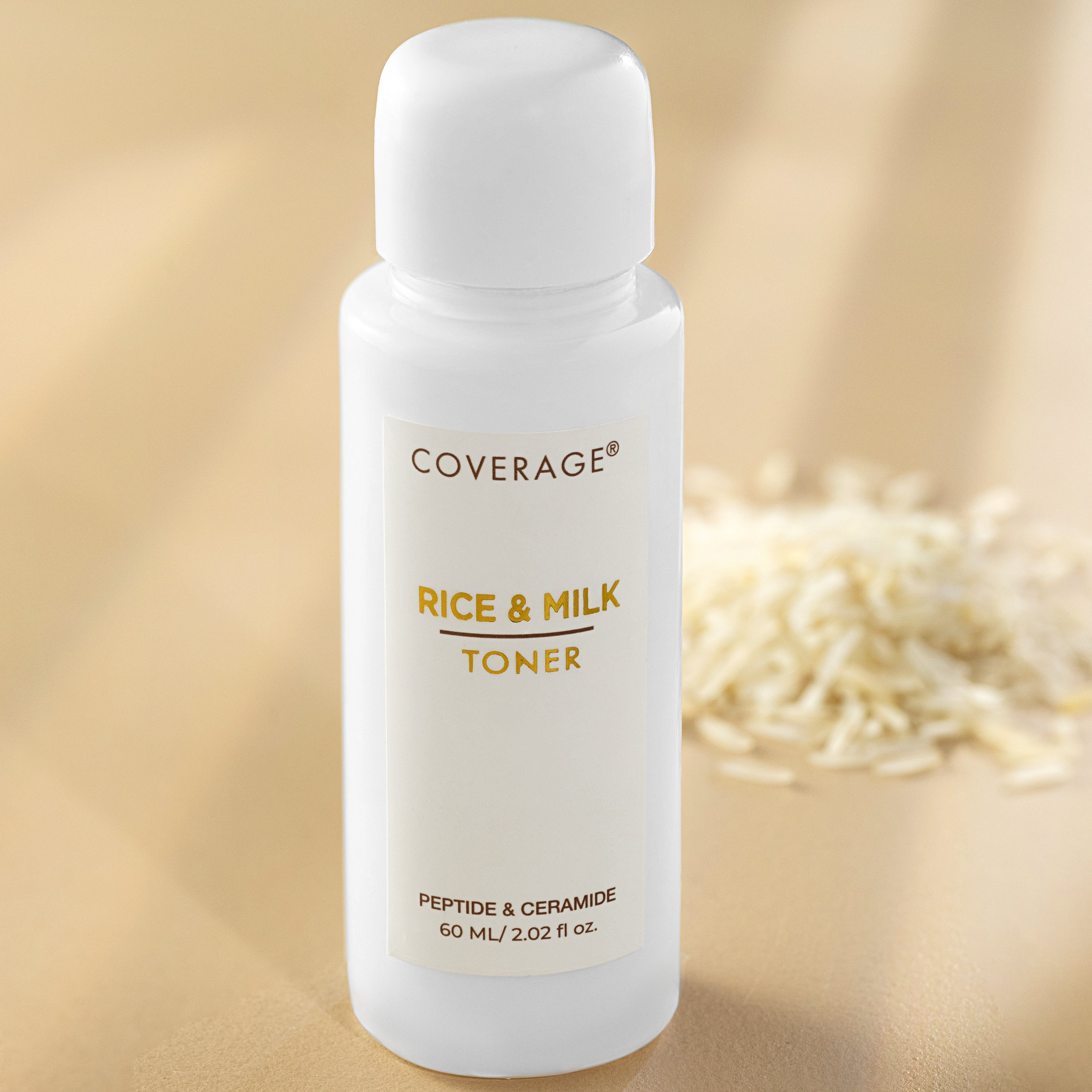 COVERAGE® Rice & Milk Toner 60ml Pakistan — travel size ceramide and peptide toner for hydration and barrier repair