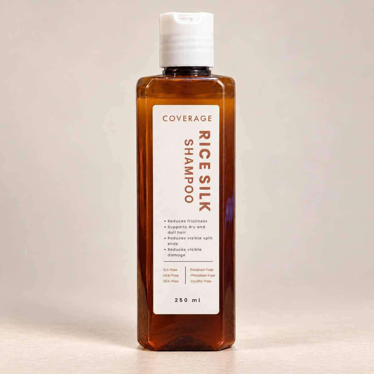 COVERAGE Rice Silk Shampoo bottle - sulphate-free rice shampoo for smooth, shiny hair in Pakistan