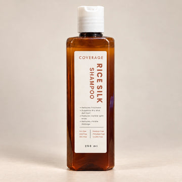 COVERAGE Rice Silk Shampoo bottle - sulphate-free rice shampoo for smooth, shiny hair in Pakistan